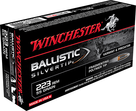[020892213906] Winchester Ammo SBST223B Ballistic Silvertip  223Rem 55gr Fragmenting Polymer Tip 20 Per Box/10 Case