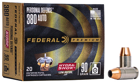 [029465088415] Federal PD380HS1H Premium Personal Defense Low Recoil 380ACP 90gr Hydra-Shok Jacketed Hollow Point 20 Per Box/10 Case