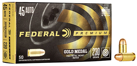 [029465095451] Federal GM45A Premium Gold Medal 45ACP 230gr Full Metal Jacket 50 Per Box/20 Case