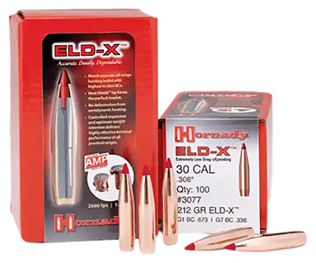 [090255230772] Hornady 3077 ELD-X  30 Cal .308 212 gr Extremely Low Drag eXpanding 100 Per Box/ 15 Case