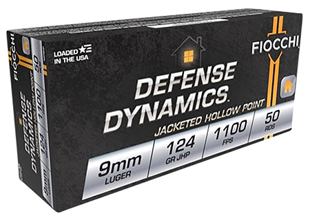 [762344706443] Fiocchi 9APBHP Defense Dynamics  9mmLuger 124gr Jacketed Hollow Point 50 Per Box/20 Case *Worn