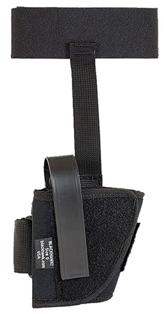 [648018100550] Blackhawk 40AH00BKL Ankle  Size 00 Black Cordura Fits Sm Frame 5rd Revolver w/Hammer Spur, Velcro Mount, Left Hand