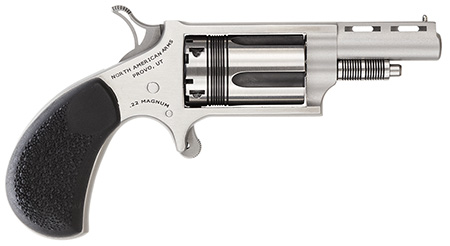 [744253002298] North American Arms 22MTW Wasp  22 WMR 5 Shot 1.63" Stainless Steel Vent Rib Barrel, Stainless Steel Frame  &  Cylinder, Black Pebbled Rubber Grip, Exposed Hammer