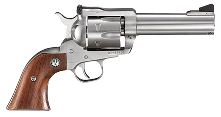 [736676003099] Ruger 0309 Blackhawk  357 Mag 6rd 4.63" Satin Stainless Steel Barrel, Cylinder  &  Frame, Hardwood Grip, Transfer Bar Safety, Exposed Hammer