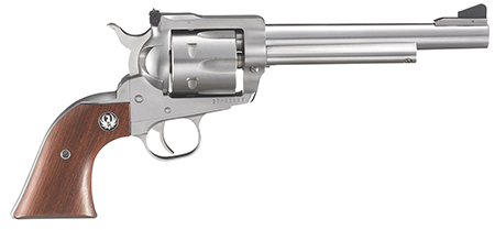 [736676003198] Ruger 0319 Blackhawk  357 Mag 6 6.50" Satin Stainless Steel Barrel, Cylinder  &  Frame, Hardwood Grip, Transfer Bar Safety, Exposed Hammer