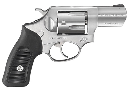 [736676057375] Ruger 5737 SP101  38 Special +P 5rd 2.25" Satin Stainless Steel Barrel, Cylinder  &  Frame, Black Rubber Grip, Transfer Bar Safety, Exposed Hammer