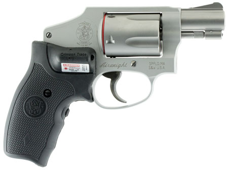 [022188145359] Smith  &  Wesson 150972 Model 642 w/Laser *CA Compliant J-Frame 38 Special +P 5 Shot 1.88" Stainless Steel Barrel, Stainless Cylinder, Stainless Aluminum Frame, Crimson Trace Lasergrip, Concealed Hammer