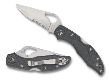 [716104401529] Spyderco BY04PSBK2 Byrd Meadowlark 2 Lightweight 2.87" Folding Drop Point Part Serrated 8Cr13MoV SS Blade Black  Textured FRN Handle Includes Pocket Clip