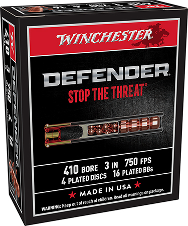 [020892020344] Winchester Ammo S413PDX1 PDX1 Defender Combo 410Gauge 3" 4Defense Discs/16 BBs Shot 10 Per Box/10 Case