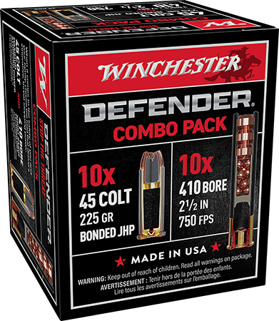 [020892020382] Winchester Ammo S41045PD PDX1 Defender Combo 410Gauge 2.50" 1/2oz 3Defense Discs 12BBs Shot 20 Per Box/10 Case