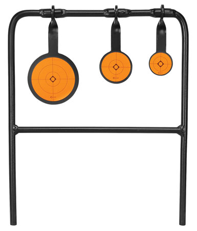[661120470724] Caldwell 147072 Plink n Swing Triple Spin Target Rimfire Pistol/Rifle Steel Black/Orange Impact Enhancement Motion 1.75"/2.5"/3.5"