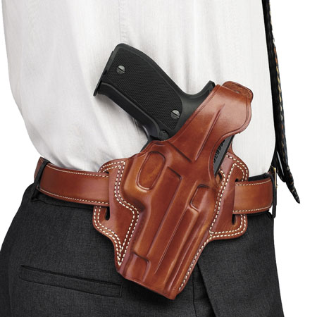 [601299044012] Galco FL104 Fletch  OWB Tan Leather Belt Slide Fits Ruger GP100 Fits S&W L Frame Right Hand