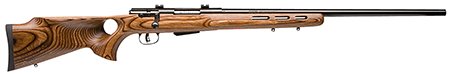 [011356191427] Savage Arms 19142 25 Lightweight Varminter-T 222 Rem 4+1 Cap 24" Matte Black Rec/Barrel Natural Brown Laminate Fixed Thumbhole Stock Right Hand (Full Size)