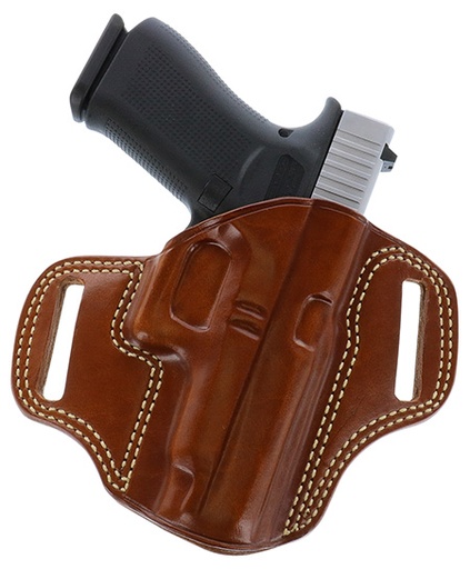 [601299030206] Galco CM226 Combat Master  OWB Tan Leather Belt Slide Compatible w/ Glock 19/Glock 23 Gen2-5/CZ P-10C Belt 1.75" Wide Right Hand