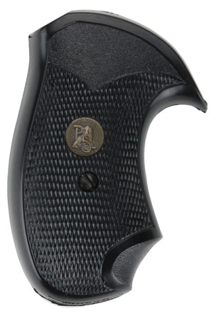 [034337032526] Pachmayr 03252 Compact Grip Checkered Black Rubber with Finger Grooves for S&W J Frame with Round Butt