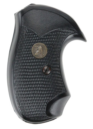 [034337032557] Pachmayr 03255 Compact Grip Checkered Black Rubber for S&W J Frame with Square Butt