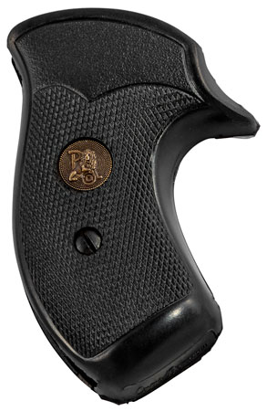 [034337032540] Pachmayr 03254 Compact Grip Checkered Black Rubber for S&W J Frame with Round Butt