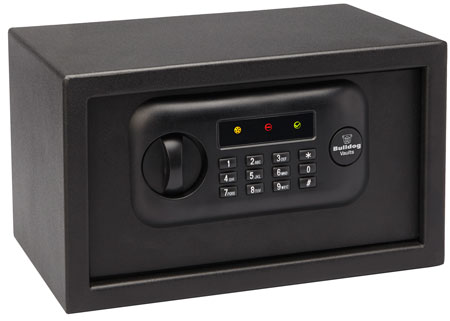 [672352007497] Bulldog BD1050 Digital Pistol Vault Standard Keypad/Key Entry Black Powder Coat Steel Holds 1 Handgun