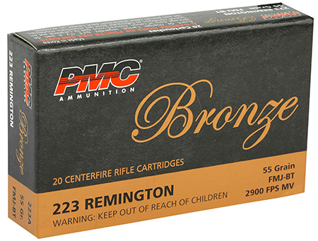 [741569060080] PMC 223A Bronze  223Rem 55gr Full Metal Jacket Boat Tail 20 Per Box/50 Case