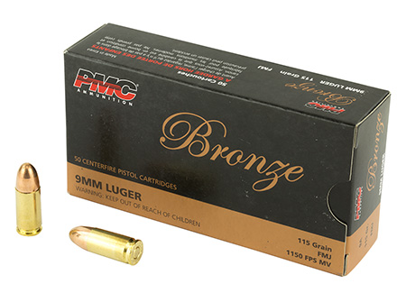 [741569070270] PMC 9A Bronze  9mmLuger 115gr Full Metal Jacket 50 Per Box/20 Case