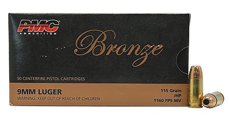[741569050708] PMC 9B Bronze  9mmLuger 115gr Jacketed Hollow Point 50 Per Box/20 Case