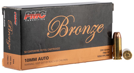 [741569050760] PMC 10A Bronze  10mmAuto 200gr Full Metal Jacket Truncated Cone 50 Per Box/20 Case
