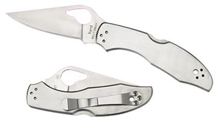[716104401628] Spyderco BY04P2 Byrd Meadowlark 2 2.93" Folding Clip Point Plain 8Cr13MoV SS Blade Satin Stainless Steel Handle