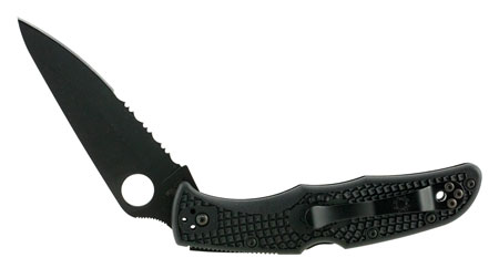 [716104400195] Spyderco C10PSBBK Endura 4 Lightweight 3.75" Folding Clip Point Part Serrated Black TiCN VG-10 SS Blade Black  Textured FRN Handle Includes Pocket Clip