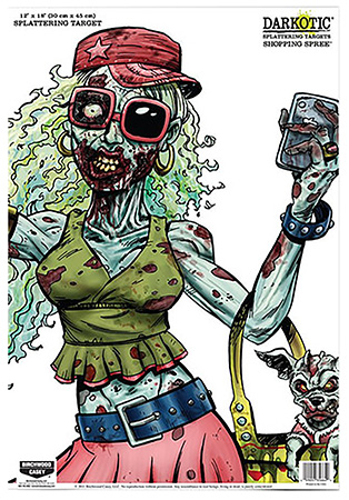 [029057356656] Birchwood Casey 35665 Darkotic Shopping Spree Zombie Valley Girl Paper Hanging Universal 12" x 18" Multi-Color Impact Enhancement Splatter 8 Per Pkg