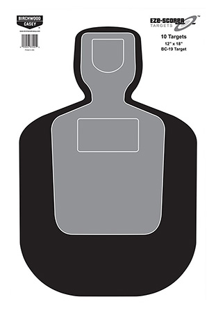 [029057372014] Birchwood Casey 37201 EZE-Scorer BC-19 Silhouette Paper Hanging Universal 12" x 18" Black/Gray/White 10 Pk.