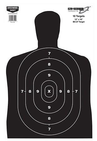[029057372021] Birchwood Casey 37202 EZE-Scorer BC-27 Silhouette Paper Hanging Universal 12" x 18" Black/White 10 Pk.