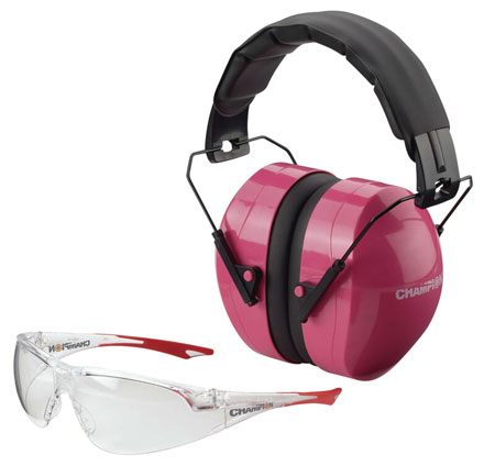 [076683406248] Champion Targets 40624 Eyes  &  Ears Combo 26 dB Over the Head Pink/Black Adult