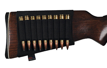[811071010818] GrovTec US Inc GTAC81 Buttstock Cartridge Holder  Elastic 9rd Rifle Buttstock Mount