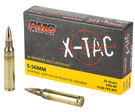 [741569010115] PMC 556X X-Tac  5.56x45mmNATO 55gr Full Metal Jacket Boat Tail 20 Per Box/50 Case