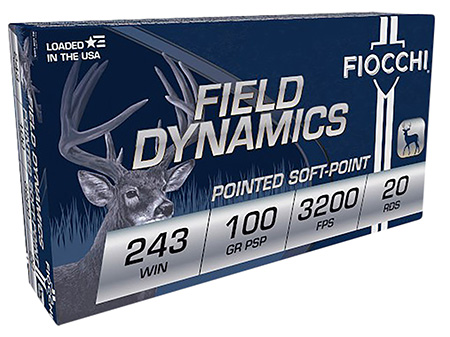 [762344709048] Fiocchi 243SPD Field Dynamics  243Win 100gr Pointed Soft Point 20 Per Box/10 Case