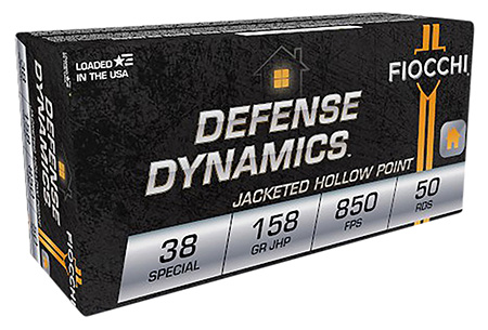 [762344709901] Fiocchi 38B Defense Dynamics  38Special 158gr Jacketed Hollow Point 50 Per Box/20 Case