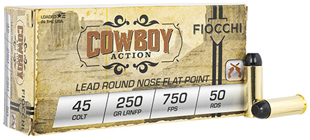 [762344707587] Fiocchi 45LCCA Cowboy Action  45Colt 250gr Lead Round Nose Flat Point 50 Per Box/10 Case
