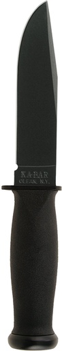 [617717222214] Ka-Bar 2221 Mark I  5.13" Fixed Clip Point Plain Black 1095 Cro-Van Blade, Black Kraton G Handle, Includes Sheath