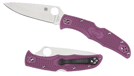 [716104002986] Spyderco C10FPPR Endura 4 Lightweight 3.75" Folding Clip Point Plain VG-10 SS Blade Purple Bi-Directional Texturing FRN Handle Includes Pocket Clip