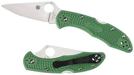 [716104003068] Spyderco C11FPGR Delica 4 Lightweight 2.88" Folding Drop Point Plain VG-10 SS Blade Green Bi-Directional Texturing FRN Handle Includes Pocket Clip
