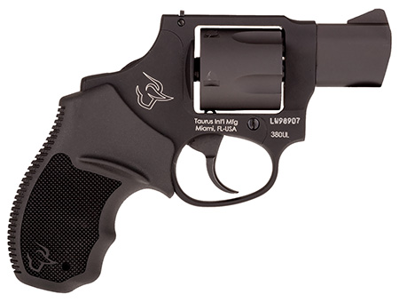 [725327609377] Taurus 2380121UL 380 Mini Revolver 380 ACP 5rd 1.75" Matte Black Oxide Steel Cylinder  &  Barrel Matte Black Anodized Aluminum Frame Black Rubber Grip