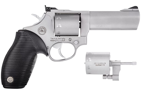 [725327610212] Taurus 2992049 Tracker 992 22 LR or 22 WMR 9rd 4" Barrel, Overall Matte Finish Stainless Steel  &  Black Ribber Grip Includes Cylinder