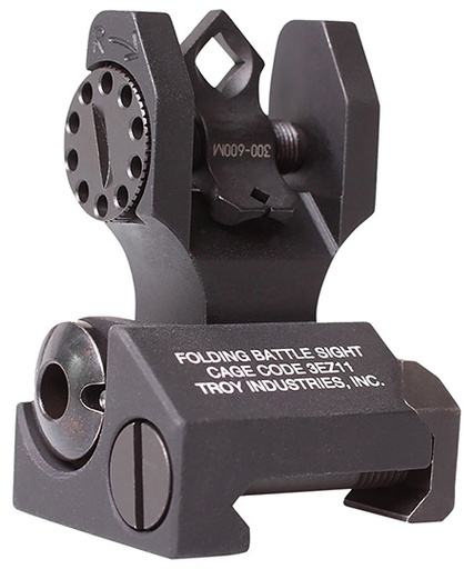 [812699011232] Troy Ind SSIGDOARFBT00 Rear Folding BatteleSight Dioptic  Black Hardcoat Anodized for AR-15