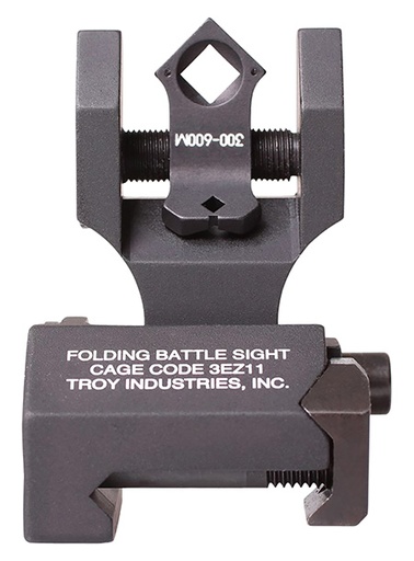 [812699011683] Troy Ind SSIGFBSTTBT00 Tritium Rear Folding BattleSight Round  Black Hardcoat Anodized Folding for AR-15