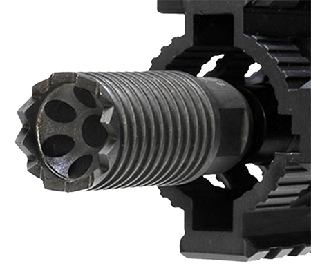 [812699013007] Troy Ind SBRACLM06BT00 Claymore Muzzle Brake Black Steel with 5/8"-24 tpi Threads  &  2.25" OAL for 308 Win AR-Platform