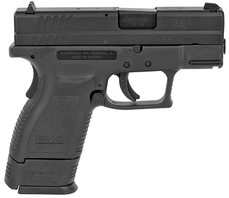 [706397168025] Springfield Armory XD9802 XD *CA Compliant Sub-Compact 40 S&W 10+1, 3" Black Melonite Steel Barrel  &  Serrated Steel Slide, Black Polymer Frame w/Picatinny Rail, Black Polymer Grip
