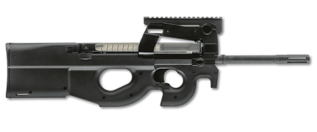 [818513009201] FN 3848950440 PS90  5.7x28mm 10+1 16" Black Ported Barrel, Black w/Picatinny Rail Aluminum Receiver, Matte Black Synthetic Bullpup w/Thumbhole Stock, Ambidextrous