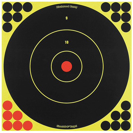[029057340129] Birchwood Casey 34012 Shoot-N-C Reactive Target Self-Adhesive Paper Black/Yellow/Red 12" Bullseye 5 Pack