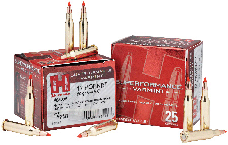 [090255830057] Hornady 83005 Superformance Varmint  17Hornet 20gr Hornady V Max 25 Per Box/10 Case