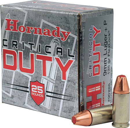 [090255902266] Hornady 90226 Critical Duty  9mmLuger+P 135gr Hornady FlexLock 25 Per Box/10 Case